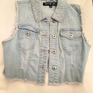Celebrity Pink Light Blue Studded Vest For Girls